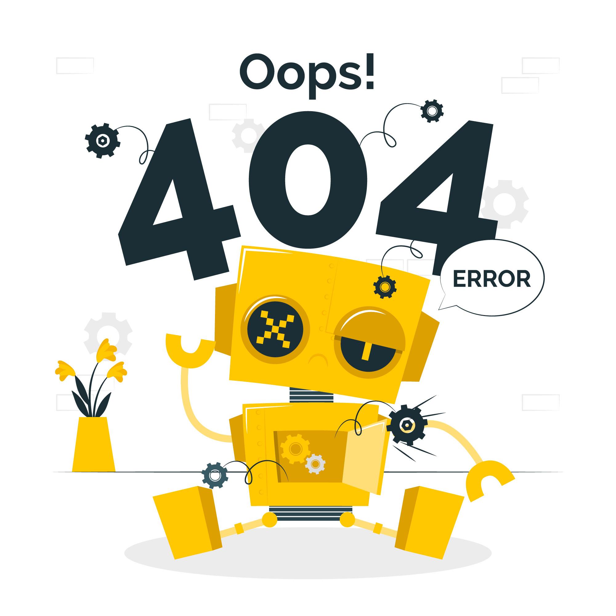 robot mostrando cartel de error